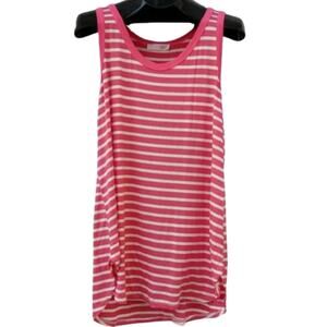 A. GAIN Pink White Striped Racerback Tank Top Tunic Plus Size 2X NEW Summer